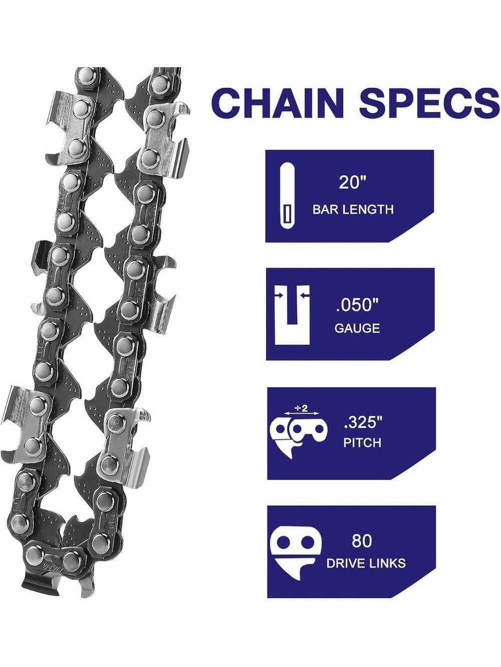 Chainsaw Chain 20 Inch Bar(4pk)80 Drive Links Fits Husqvarna 450 Rancher & more